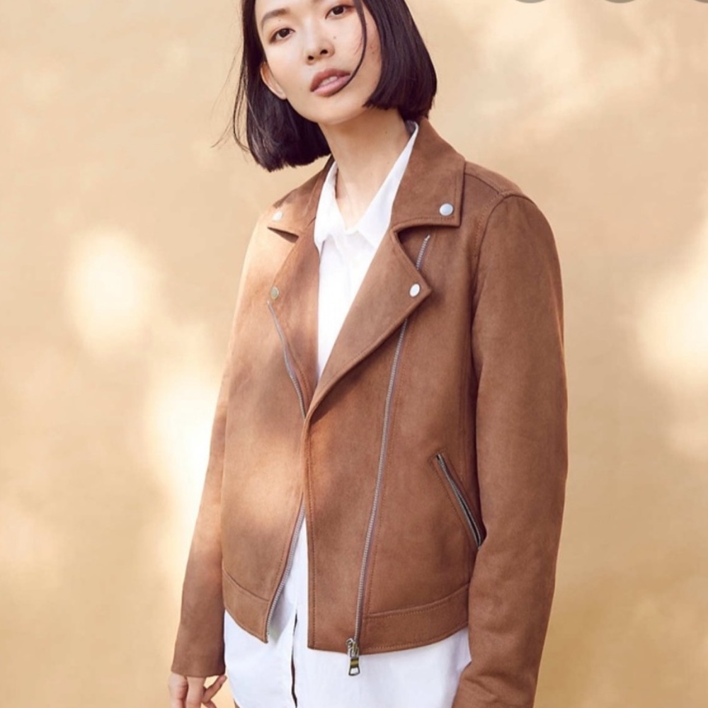 LOFT Suede Moto Jacket in Burnt Orange